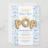 Bereit für POP Boy Baby Dusche Gold & Blue Einladu Einladung (Vorderseite)