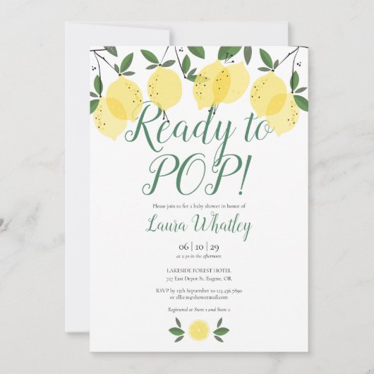 Bereit für POP Lemons Babydusche Einladung (Vorderseite)