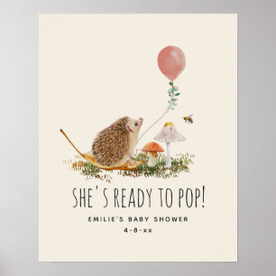 Bereit für Pop Pilze Igel Babydusche Rosa Poster