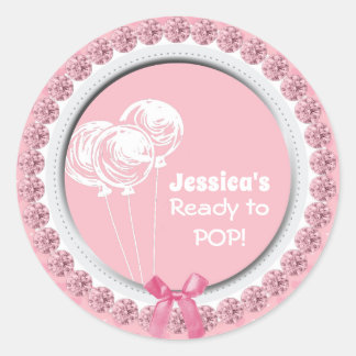 Bereit für Pop Pink Girl Baby Dusche Gefallen Runder Aufkleber