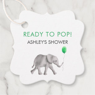 Bereit für Pop Tags, Elephant Baby Shower Tag Gree Geschenkanhänger