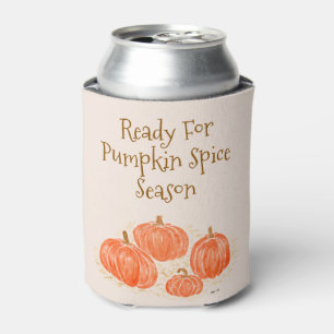 Bereit für Pumpkin Gewürzsaison Wasserfarbenkürbis Dosenkühler