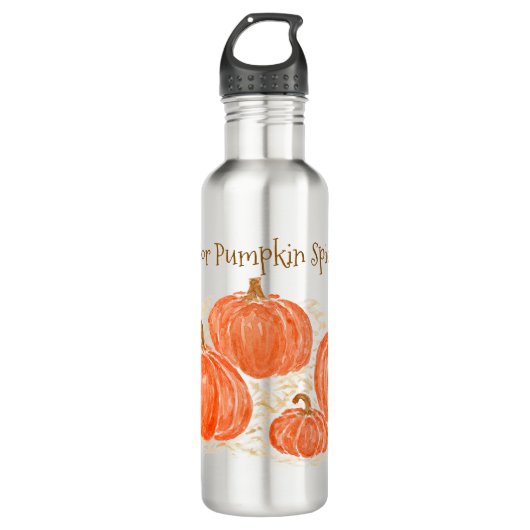 Bereit für Pumpkin Gewürzsaison Wasserfarbenkürbis Edelstahlflasche (Vorderseite)