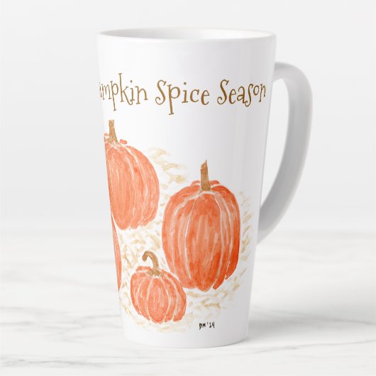 Bereit für Pumpkin Gewürzsaison Wasserfarbenkürbis Milchtasse (Rechte Ecke)