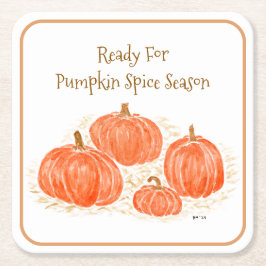 Bereit für Pumpkin Gewürzsaison Wasserfarbenkürbis Rechteckiger Pappuntersetzer