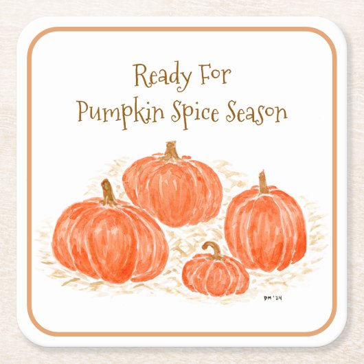 Bereit für Pumpkin Gewürzsaison Wasserfarbenkürbis Rechteckiger Pappuntersetzer (Vorderseite)