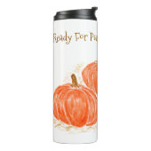 Bereit für Pumpkin Gewürzsaison Wasserfarbenkürbis Thermosbecher (Nach links gedreht)