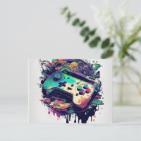 Bereit für Spaß mit einer Game Console Postkarte