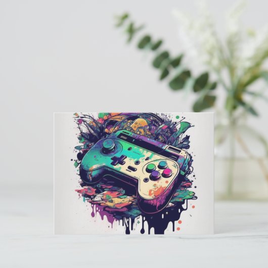 Bereit für Spaß mit einer Game Console Postkarte (Stehend Vorderseite)