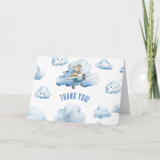 Bereit für Teddys Geburtstag geklappt Dankeschön-K Dankeskarte (Vorderseite)