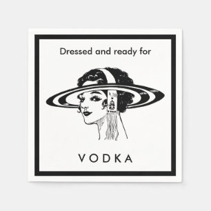 Bereit für Wodka Vintage Lady Mode Alkohol Zitat Serviette