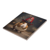 Bereit: Guinea Pig in einem Fireman-Hut, Fliese (Seite)