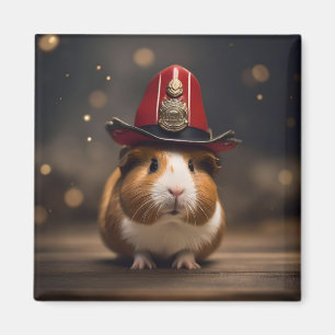 Bereit: Guinea Pig in einem Fireman-Hut, Magnet