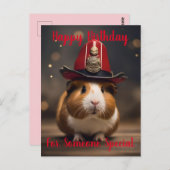 Bereit: Guinea Pig in einem Fireman-Hut, Postkarte (Vorne/Hinten)