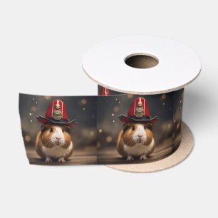 Bereit: Guinea Pig in einem Fireman-Hut, Satinband