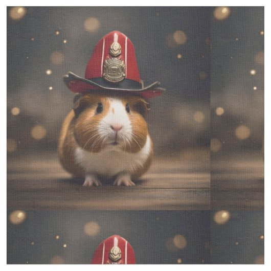 Bereit: Guinea Pig in einem Fireman-Hut, Stoff (Nahaufnahme)