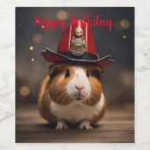 Bereit: Guinea Pig in einem Fireman-Hut, Weinetikett (Einzelnes Label)