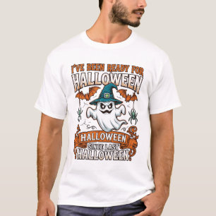 Bereit Halloween Geist Hexenhut Fledermäuse Spinne T-Shirt