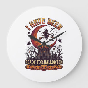 Bereit Halloween Hexenschloss Mond_1 Große Wanduhr