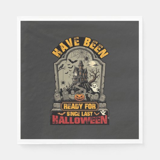 Bereit Halloween Spukhaus Grabstein Serviette (Vorderseite)