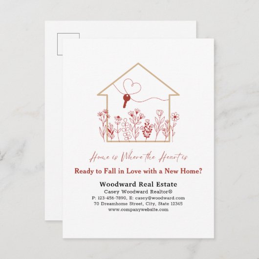 Bereit, in der Liebe zu fallen? | Realtor Promotio Postkarte (Vorne/Hinten)