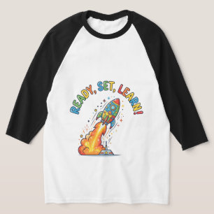 Bereit, Lernen zu starten, Rakete zurück zur Schul T-Shirt