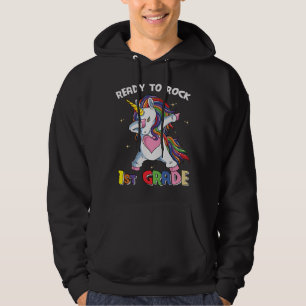 Bereit Rock First Grade Lehrer Kinder Unicorn Hoodie