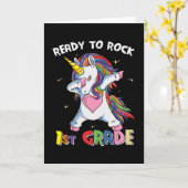 Bereit Rock First Grade Lehrer Kinder Unicorn Karte (Gelbe Blume)