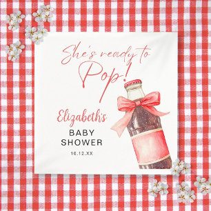 Bereit, rote Bowle-Sodababy-Dusche zu platzen Serviette
