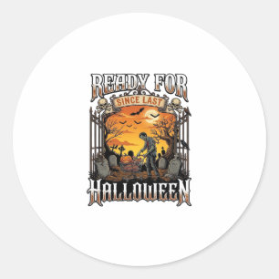 Bereit seit letztem Halloween Zombie-Einkaufswagen Runder Aufkleber