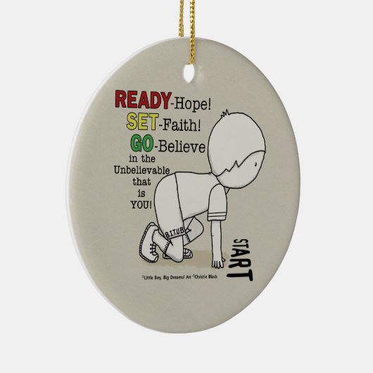 Bereit, Set, Glaube! Keramik Ornament (Rechts)