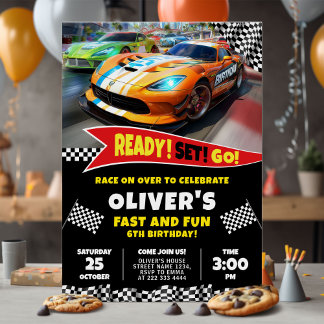 Bereit Set Go Race Birthday Party Einladung