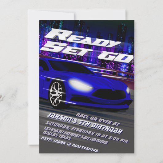 Bereit Set Go - Racing Einladung (Vorderseite)