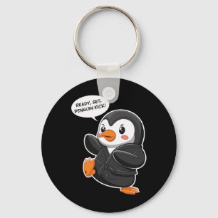 Bereit Set Pinguin Kick Martial Art Karate Niedlic Schlüsselanhänger