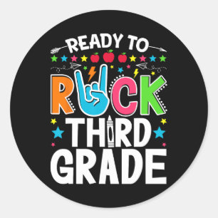 Bereit, Third Grade Rock zu machen Lustiger erster Runder Aufkleber