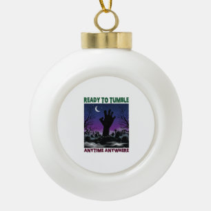 Bereit Tumble Zombie Hand Halloween Friedhof Mond_ Keramik Kugel-Ornament