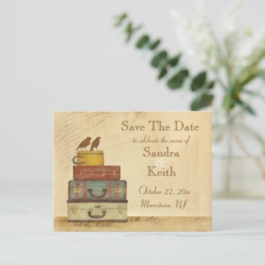 Bereit, Vögel Save the Date zu fliegen Postkarte (Stehend Vorderseite)