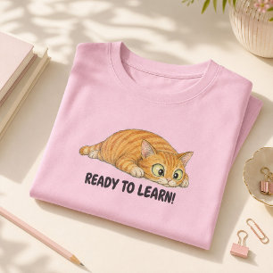 Bereit zu lernen, lustige orange Katze Mädchen Sch T-Shirt