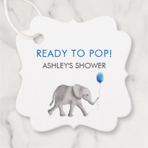 Bereit zu Pop Tags, Elephant Baby Dusche Tags, bla Geschenkanhänger