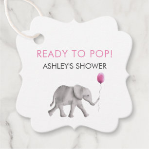 Bereit zu Pop Tags, Elephant Baby Shower Tags, ros Geschenkanhänger