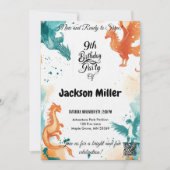 Bereit zum 9. Geburtstag Türkis und Marigold Einladung (Vorderseite)