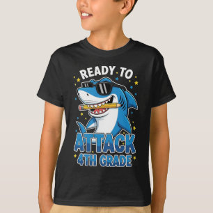 Bereit zum Angriff 4. Klasse Hai 1. Schultag T-Shirt