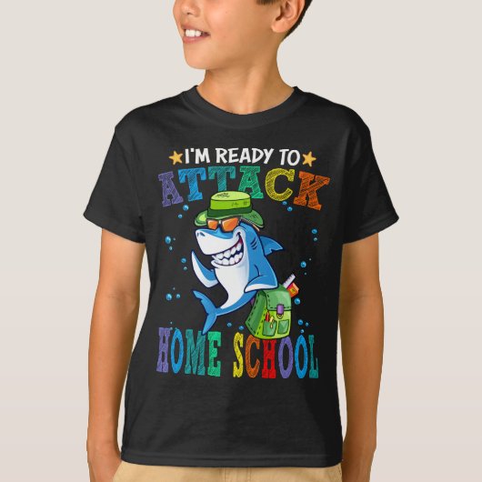 Bereit zum Angriff auf die Zuhause School Shark Ba T-Shirt (Vorderseite)