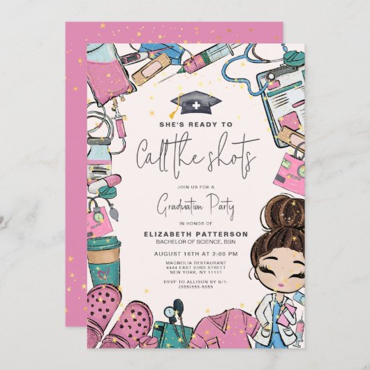 Bereit zum Anrufen der Krankenschwester Graduation Einladung (Vorne/Hinten)