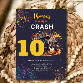 Bereit zum Crash Monster LKW dunklen Geburtstag Einladung