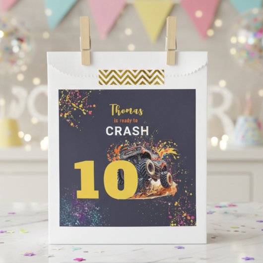 Bereit zum Crash Monster LKW dunklen Geburtstag Geschenktütchen