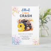 Bereit zum Crash von Monster LKW Geburtstag Einladung (Stehend Vorderseite)
