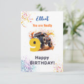 Bereit zum Crash von Monster LKW glücklich Geburts Karte (Stehend Vorderseite)