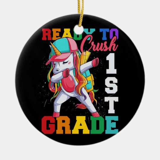 Bereit zum Crush 1. Klasse Unicorn Auf Wiedersehen Keramik Ornament (Vorne)