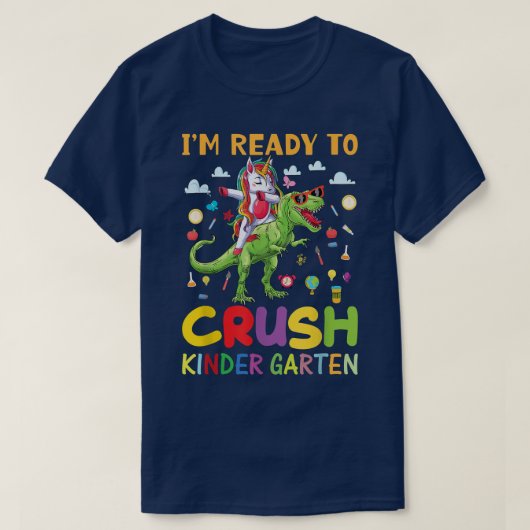 Bereit zum Crush Kindergarten Unicorn Dinosaurier T-Shirt (Design vorne)